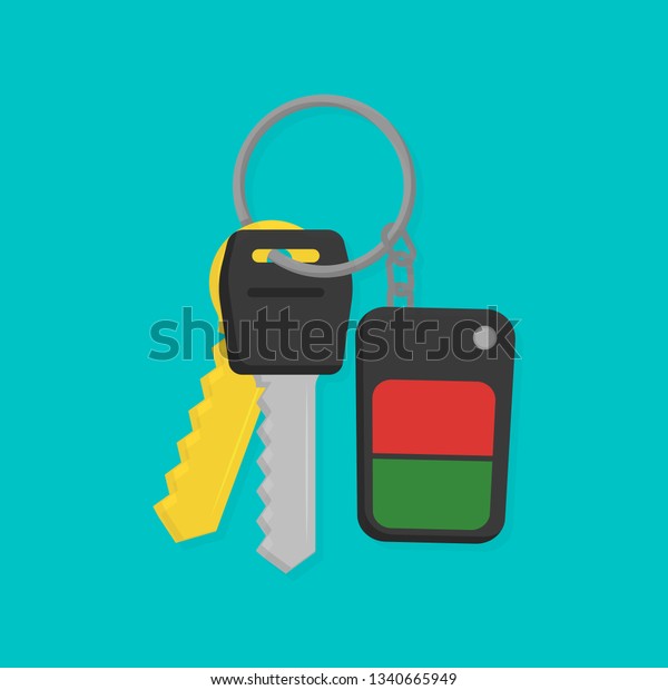 car keys in flat\
style on blue background