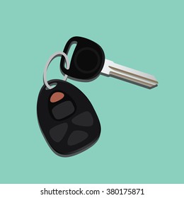 Car Keys Isolated With Black And Green Background Vector Illustration