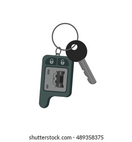 Car keys isolated on white background, keys from auto flat cartoon style