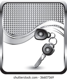 car keys on checkered wave background