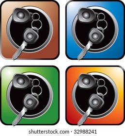 car keys on colored web buttons