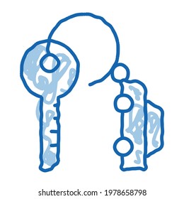 Car Keys sketch icon vector. Hand drawn blue doodle line art Car Keys sign. isolated symbol illustration