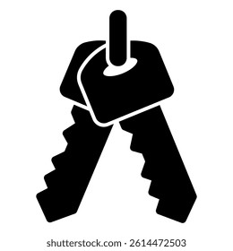 Car keys solid icon, car service concept. Vector graphics. Automobile lock pass key sign on white background, glyph style mobile or design