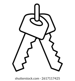 Car keys thin line icon, car service concept. Vector graphics. Automobile lock pass key sign on white background, linear style for mobile or design