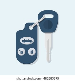 Car keys. Vector illustration flat design. Isolated on white background.