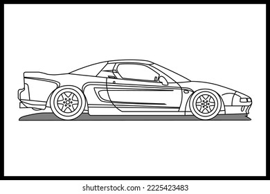 CAR kids coloring page vector, blank printable design for children to fill in