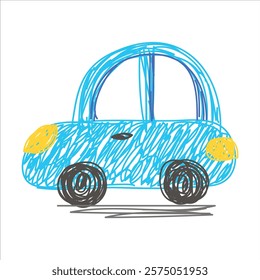 Car as Kids Doodle Simple Hand Drawn Element Vector Illustration