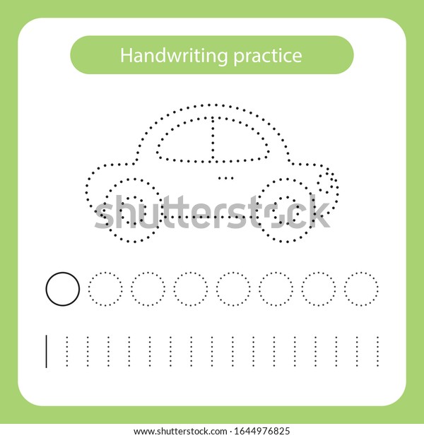 Car. Kids toys theme. Handwriting practice\
sheet. Vector\
illustration