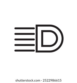 Car lamp indicator line icon vector design illustration, isolated on white background. 