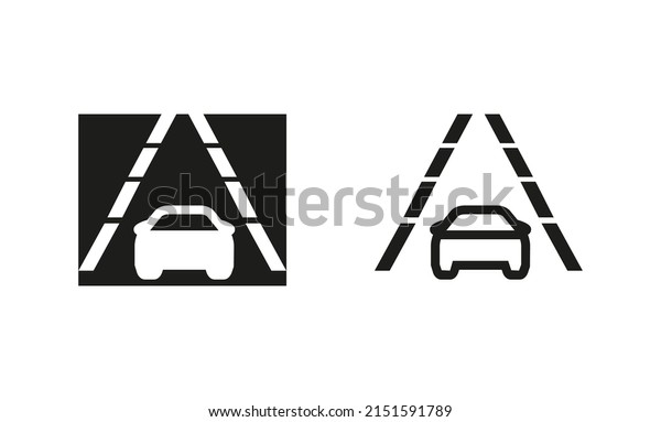 Car lane tracking icon. silhouette\
and linear original logo. Simple outline style sign symbol. Vector\
illustration isolated on white background. EPS\
10.