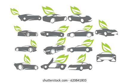 Car Leaf Energy Logo Set Bundle Collection
