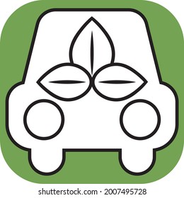 Auto mit Blatt, Illustration, Vektorgrafik auf weißem Hintergrund.