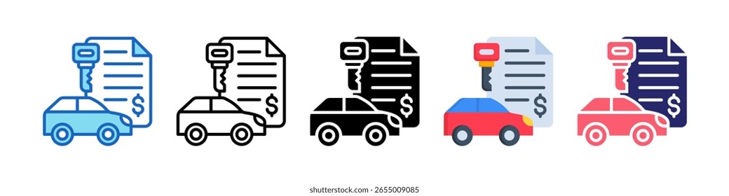 Car Lease Icon Multiple Style Set Collection.