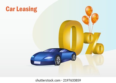 Car leasing, buy new car with 0% interest free. Financial promotion campaign for buying new car.