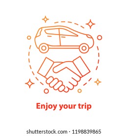 Car leasing deal concept icon. Auto buying idea thin line illustration. Car rental. Rent automobile. Successful carpooling. Vector isolated outline drawing