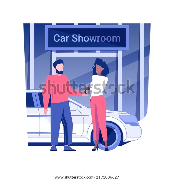 Car leasing isolated concept vector\
illustration. Car dealer giving keys from new car to customer,\
transport leasing services, distributorship company, successful\
deal vector concept.