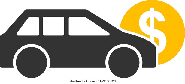 Ilustración vectorial de alquiler de coches. Ilustración plana de diseño icónico de alquiler de coches, aislado en un fondo blanco.