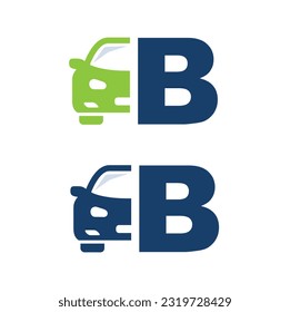 Car with letter B,  vector, logo, template. Alphabet label symbol for branding and identity.