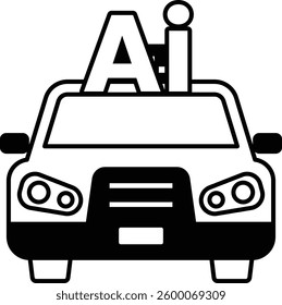 A car with the letters AI on top In black and white line style