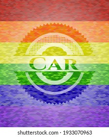 Car  lgbt colors emblem. Vector Illustration. Mosaic. 