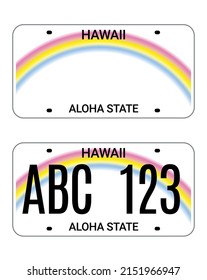 Car license Hawaii plate. Aloha state vector license plate USA template
