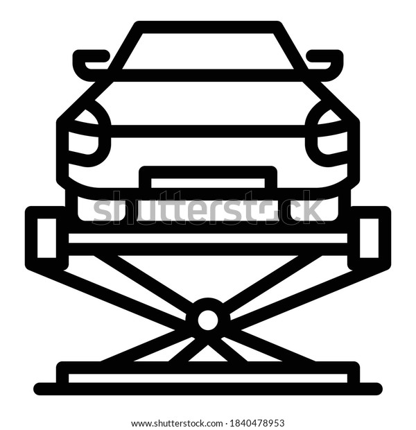 Car lift fixed icon. Outline\
car lift fixed vector icon for web design isolated on white\
background