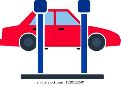 Car Lift Icon. Flat Color Design. Vector Illustration.