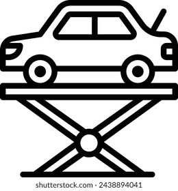 Car lift Icon. car on the fix lift