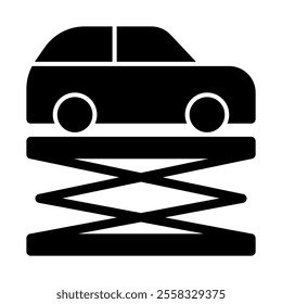 Car lift icon solid style transparent