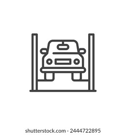 Car lift line icon. linear style sign for mobile concept and web design. Car service outline vector icon. Auto repair symbol, logo illustration. Vector graphics