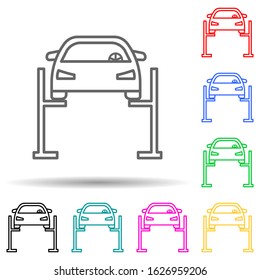 car lift multi color style icon. Simple thin line, outline vector of cars service and repair parts icons for ui and ux, website or mobile application