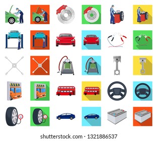 Car, lift, pump and other equipment cartoon,flat icons in set collection for design. Car maintenance station vector symbol stock illustration web.