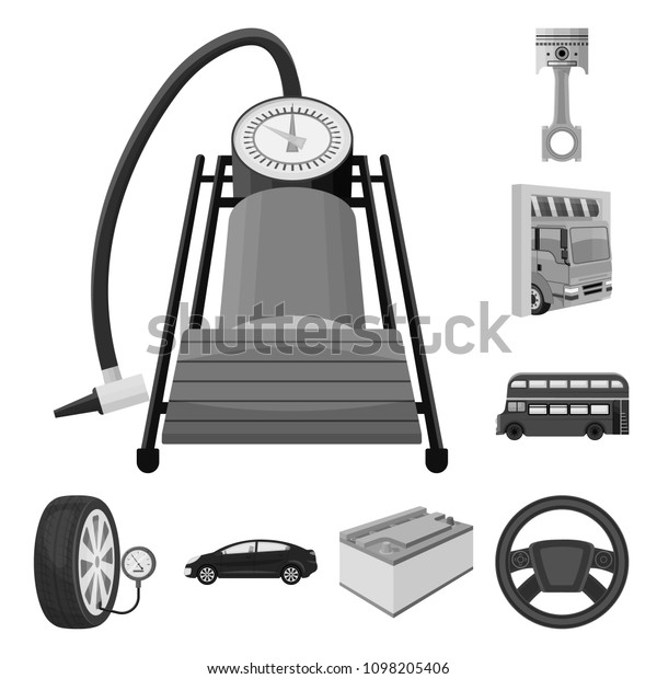 Car, lift, pump and other equipment
monochrome icons in set collection for design. Car maintenance
station vector symbol stock illustration
web.