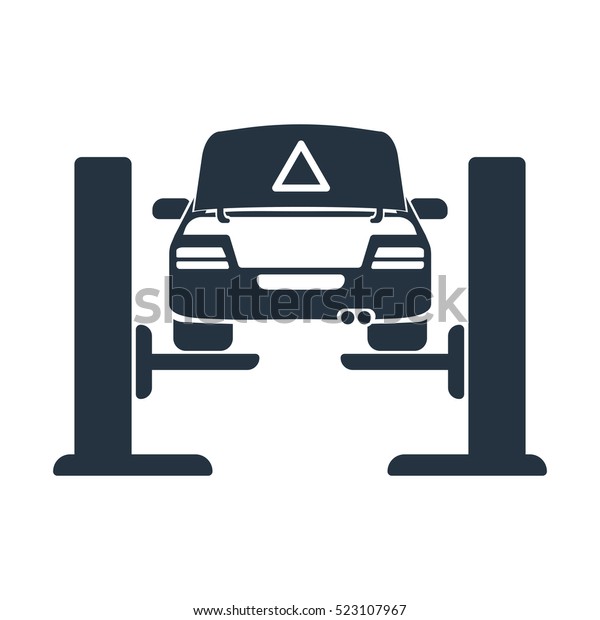 car lift, servic, back,  isolated\
icon on white background, auto service, car\
repair
