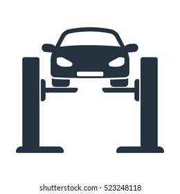 Car Lift, Servic, Front,  Isolated Icon On White Background, Auto Service, Car Repair