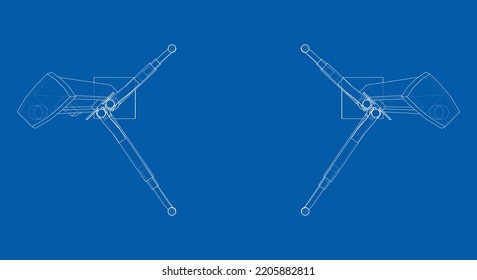 Car lift stand tower. Vector rendering of 3d. The layers of visible and invisible lines are separated