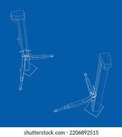 Car lift stand tower. Vector rendering of 3d. The layers of visible and invisible lines are separated