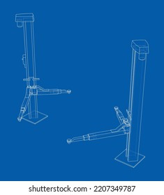 Stehturm mit Autolift. Vektorgrafik von 3d. Die Schichten sichtbarer und unsichtbarer Linien sind getrennt