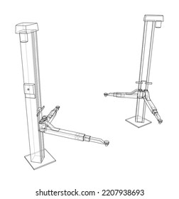 Car lift stand tower. Vector rendering of 3d. The layers of visible and invisible lines are separated