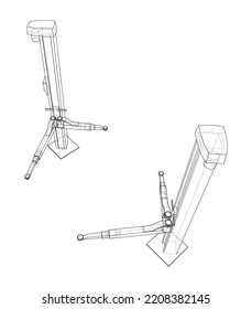 Car lift stand tower. Vector rendering of 3d. The layers of visible and invisible lines are separated