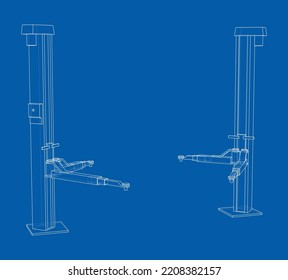 Car lift stand tower. Vector rendering of 3d. The layers of visible and invisible lines are separated