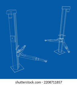 Stehturm mit Autolift. Vektorgrafik von 3d. Die Schichten sichtbarer und unsichtbarer Linien sind getrennt