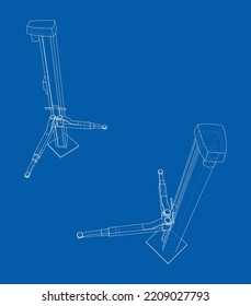 Car lift stand tower. Vector rendering of 3d. The layers of visible and invisible lines are separated