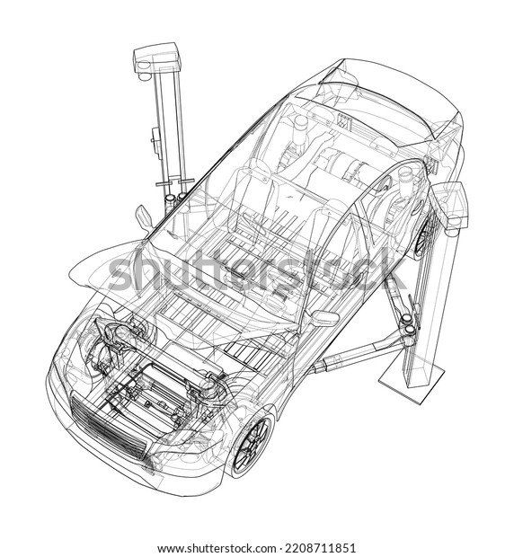 Car Lift Stand Tower Car Vector Stock Vector (Royalty Free) 2208711851