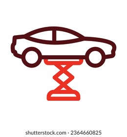 Car Lift Vector Thick Line Two Color Icons For Personal And Commercial Use.
