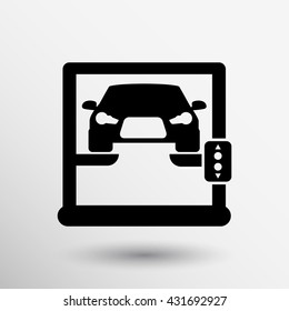 Car Lifter service icon workshop mechanic industry force auto mechanism shop.