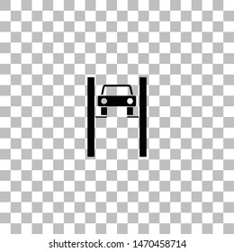 Car lifting. Black flat icon on a transparent background. Pictogram for your project