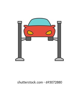 Car lifting flat line icon