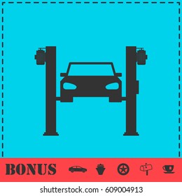 Car lifting icon flat. Simple vector symbol and bonus icon