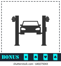 Car lifting icon flat. Simple vector symbol and bonus icon